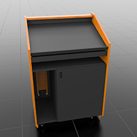 Back view of the RackStandard Lectern showing Rack installation